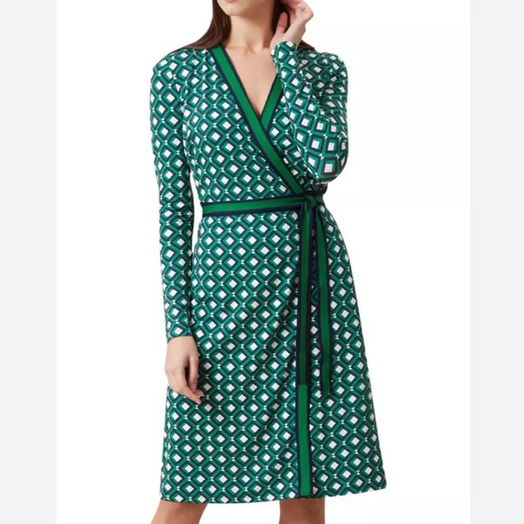 Hobbs Jasmine Wrap Dress, Apple Green - Size 4 - Picture 1 of 2